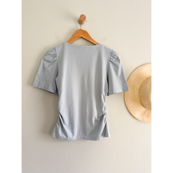 Madewell | NWT Side-Cinch Puff-Sleeve Tee in Feather Blue | Sz XXS - Picture 7 of 8
